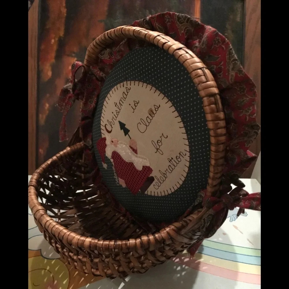 Rare Vintage 1970’s Hand woven Santa Basket